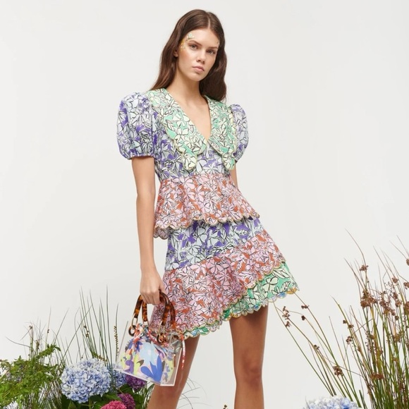 NWT CeliaB Harald XS peplum blouse- Gorgeous, bold colors! - Picture 2 of 9